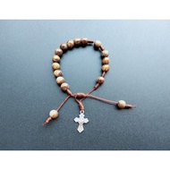 G48 ROSARY BRACELET CATHOLIC CROSS BRACELET MARBLE PEARL