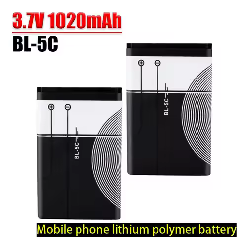 BL-5C 3.7V 1200mAh Mobile Phone Lithium PolymerBattery BL-5C1100 6230 6600 1108 1112 1200 N70 N91 N-