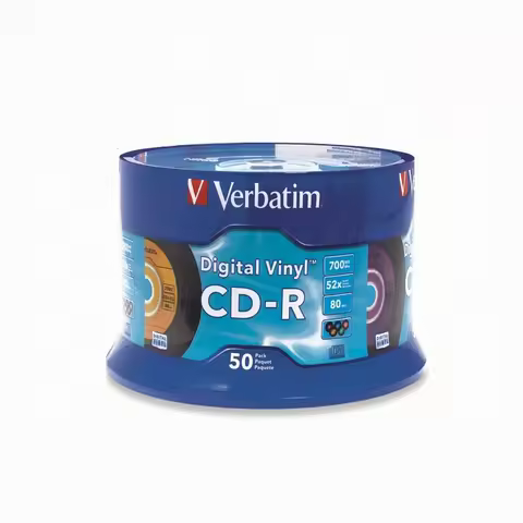 Verbatim Digital Vinyl AZO CD-R Music CD Discs 80min 700MB 52X 50Pcs/Pack Five Colors