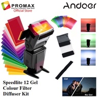 Ready Stock 12 pcs Colour Gel Card Diffuser Lighting Gel Pop Up Filter for Flash , speedlite , Strob
