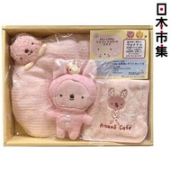 日本市集 - 日本Anano Cafe 小兔 初生BB嬰兒禮物 粉紅色 日本製 3件套裝禮盒(枕頭、手搖鈴布偶公仔、今治毛巾手帕) 感官知育玩具 (584)【市集世界 - 日本市集】