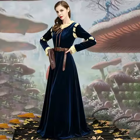 Princess Merida Cosplay Costume Anime Brave Princess Women Female Adult Dress Velvet For Halloween