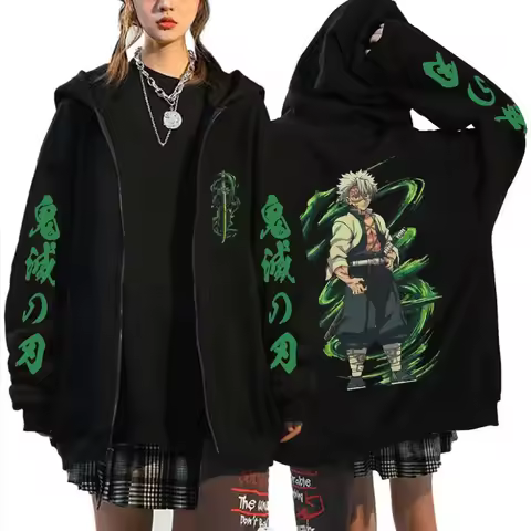 Demon Slayer Wind Hashira Shinazugawa Sanemi Merch Zipper Hoodie Men Women Clothing Cartoon Casual O