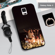 BTS Bangtan Boys Soft Case for Samsung Galaxy Note 4 Cover Drop Protection Phone Cover with Ring Holder &amp; Rope