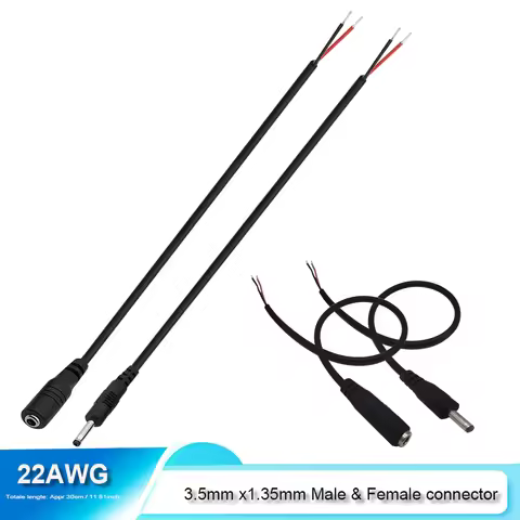 0.3m 3.5x1.35mm DC cable connector DC Power Plug with 22AWG extension wire DC Female Male Jack adapt