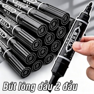 2-tip oil brush pen with bold lines, waterproof ink, non-fading, quick-drying, convenient