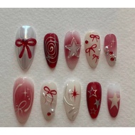 Red bow nails