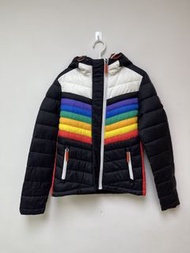 Superdry rainbow stripe padded jacket 黑色 彩虹 羽絨 外套