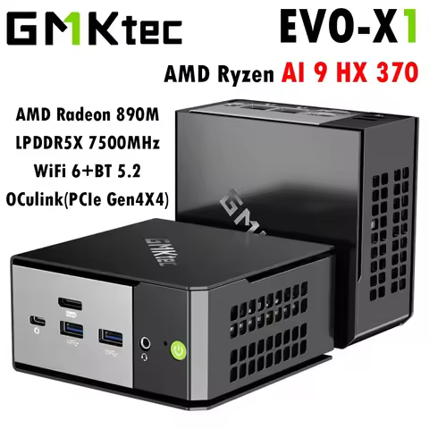 GMKtec Mini PC EVO-X1 AMD AI 9 HX 370 70W LPDDR5X 32GB 7500MHz PCIe4.0 M.2 SSD Wifi6 BT5.2 USB3.2*4