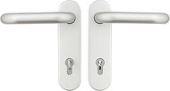 Domoferm Handle Set on Short Plate | Distance PZ 88 mm (ÖNORM) | Anodised Aluminium Silver | Include