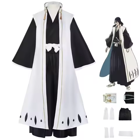 Anime Bleach Kuchiki Byakuya Cosplay Costume Gotei 13 Captain White Cloak Combat Uniform Adult Man H