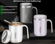 "500ml 304 Stainless Steel Coffee Cup with Handle, Lid &amp; Straw - Panas Stainless Coffee Mug, Vacuum Insulated Travel Mug for Hot &amp; Cold Beverages"