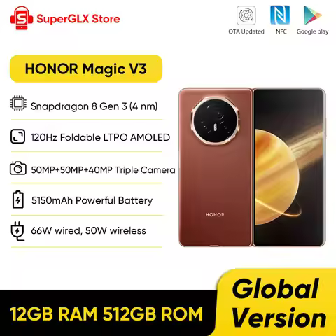 Global Version Honor Magic V3 5G Foldable LTPO OLED 120Hz Display 7.92" 50MP Triple Cameras Snapdrag