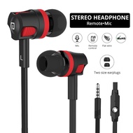 Langsdom Dynamic Super Bass Earphone dengan Mic JM26 3.5 mm Connector Mendengarkan Musik Lagu MP3 Mu