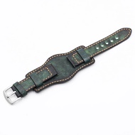 Onthelevel Leather Cuff Watch Band 20mm 22mm 24mm Watch Strap With Mat Wrist Protection Yellow Red W