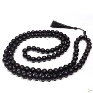 Tasbih Biji Pocok Biji Buah Gebang Warna Hitam Isi 99 Butir Ukuran 12 mm Model Benang Rumbai Anti Pe