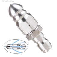 LOOKSHOW 1/4" Stainless Steel Water Jet High Pressure Sprayer Nozzle Clean Sewer Pressure Washer Qui