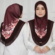 SIZE XL/TUDUNG FABULOUS COLOUS| Tudung Sarung Printed|Border+Chiffon|Ironless|Berdagu