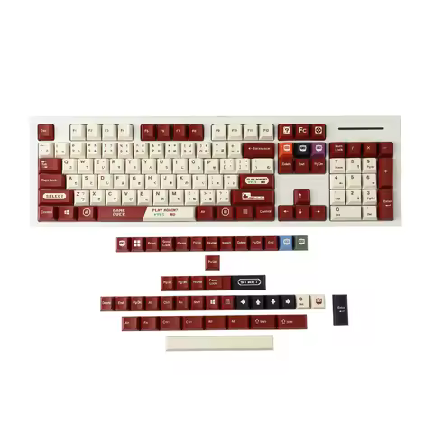 Gameboy Retro Red Beige Dye Sub Gaming Japanese Keycaps Thick PBT Cherry Profile For TKL GK61 96 GMM