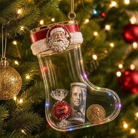 Nutcracker Christmas Stocking Ornament Christmas Themed Clear Christmas Stocking Ornament Fillable A