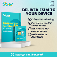 5ber การ์ด ESIM | ส่ง ESIM ไปยังสมาร์ทโฟน | ดาวน์โหลด ESIM และประเทศไม่จำกัดจำนวน | พรีเมียมมาตรฐาน 