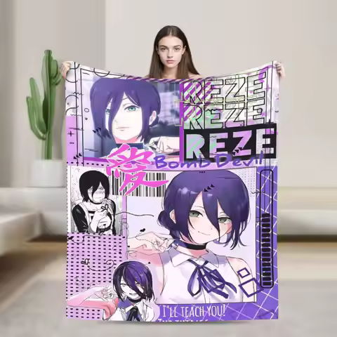 Chainsaw Man Anime Reze Throw Blanket for Couch Fuzzy Soft Plush Blanket 50x60 Inch Multi-size Bedsp