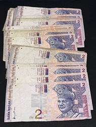 Duit Lama Malaysia Old BankNote 2 Ringgit  (ONE PCS）