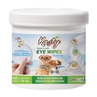 Kasty Pet Eye Wipes แผ่นเปียกเช็ดตาแมว และสุนัข ขจัดคราบน้ำตา ไม่มีแอลกอฮอล์ ปลอดภัย  100แผ่น/กระปุก