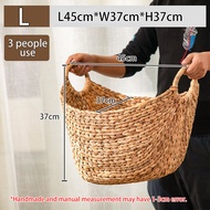 THAILUCKY ตะกร้าผ้าผักตบชวา รูปร่างU มีหูจับ แบบโค้ง สำหรับจัดเก็บเสื้อผ้า สีธรรมชาติ มี4ขนาดให้เลือ