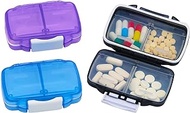 3 Pack 4 Compartments Travel Pill Box,Cute Pill Organizer,Moisture Proof Small Pill Case for Pocket Purse,Daily Portable Medicine Vitamin Holder Container