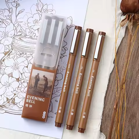Waterproof Ink Brown Micron Neelde Drawing Pen Pigment Fine Line Markers Pen For Hand-Paint Anime Co