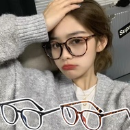 Leopard Print Round Frame Glasses - Flat Light ,Eye Protection - Fashion, Vintage, Y2K - Computer Re