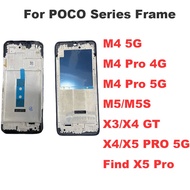For Xiaomi Poco C40 C55 M3 M4 M5 M5S Find X5 X3 X4 PRO GT 4G 5G Middle Frame Front Lcd Frame Housing