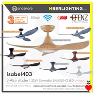 EFENZ Premium DC Ceiling Fan ISABEL 40"-5Colours + Optional 22W Dimmable Samsung LED + Remote Control