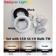 Designer Lighting Eyeball Casing with Bulb GU10 Holder Spotlight Recessed Downlight Ceiling Lamp Black White (EB-1H/RD)