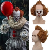 ALLGOODS Curly Bald Wig, Pennywise Short Halloween Cosplay Wigs, Synthetic Props Brown Clown Joker W