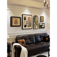 French Wall Background Wall Painting Feel Combination Art Medium Decorative Painting Antique Living 