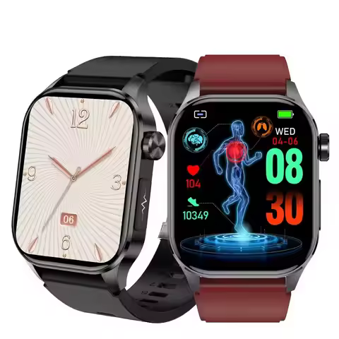 Men Smart Watch ET580 2.04inch AMOLED Large Screen Bluetooth Call SOS ECG Pressure Oxygen Health Mon