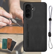 Luxury Leather Case For Samsung A26 A17 with Adjustable Phone Lanyard