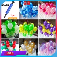 Balon latex Metalik isi 30 pcs mix warna (GRATIS POMPA MINI)