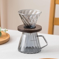 [Direct from Japan]Coffee Dripper Dripper Coffee Drip Equipment Stylish Coffee Dripper Set Coffee Server Set Coffee Server Heat Resistant Glass Wooden Holder Hand Drip Hand Drip Hand Drip Set Flower Dripper for 2-4 People 600ml