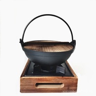 Cast Iron Hanging Pot Outdoor Thread Pot Pig Iron Soup Pot Japanese Sukiyaki Camping Stew Pot Small Hot Pot Portable