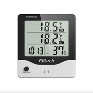 [READY STOCK] Elitech BT-3 LCD Indoor/Outdoor Digital Hygrometer Thermometer With Clock And Min/Max 