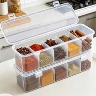5-Compartment Spice Jars And Fridge Storage Containers - Divided Storage Containers For Spices, Star
