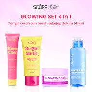 (Contents 4) GLOWING SET 4in1 - SCORA Bright Me Up Sunscreen 40 Gr + SCORA Sheer Glow Tone Up Cream 