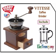 Retro Wooden Manual Coffee Grinder Classical Coffee Bean Expresso Maker with French Press Coffee Mak