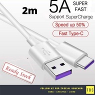 5A Super Charge Fast Charging USB C Data Cable For Huawei, Android Phones, Tablets (2m)