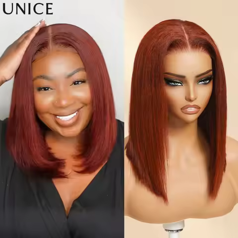 UNice Yaki Straight Bob Wig Human Hair 7x5 Lace Glueless Wig 150% Density