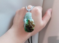 【純翠】天然翡翠 紅翡金甲辣綠葉貔貅項鍊 送禮首選