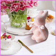Easter Flocked Bunny Figurine Easter Moss Flocked Bunny Decor Easter Bunny Statue Rabbit Figurine fo